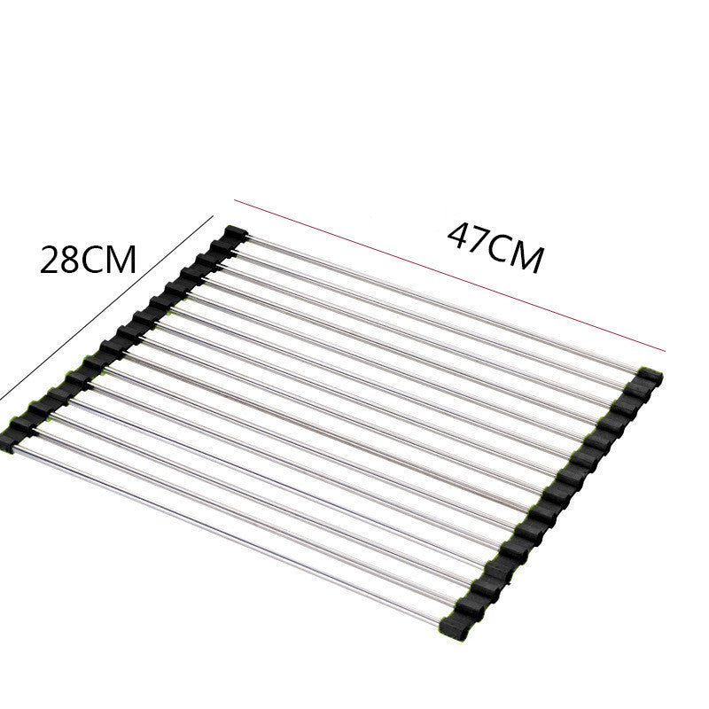 Stainless Steel Roll‑Up Sink Rack – Over‑Sink Drying Tray