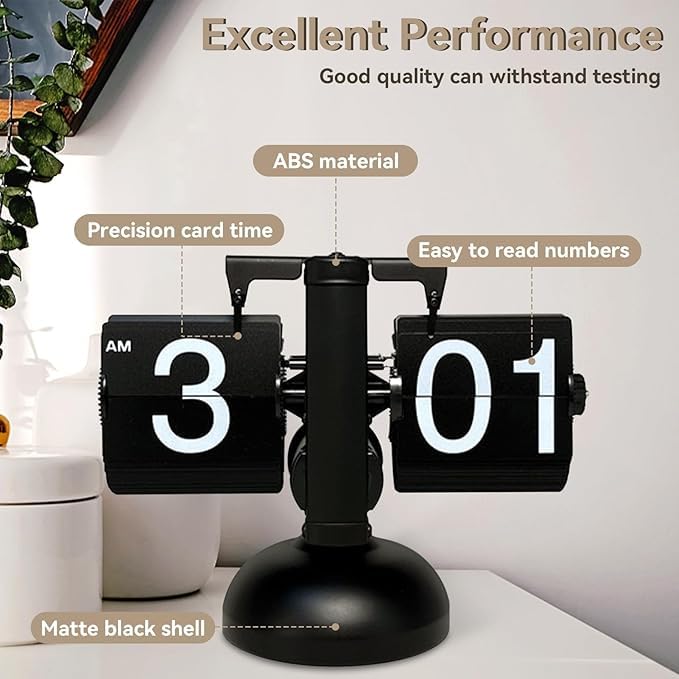 Retro Mechanical Flip Clock – Vintage Desk Alarm & Table Display