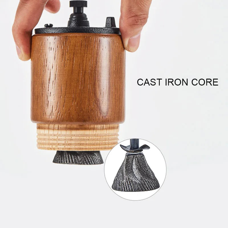 Vintage Manual Coffee Grinder – Cast Iron Grinding Core, Wooden Body