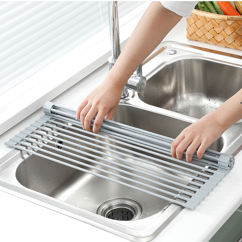 Stainless Steel Roll‑Up Sink Rack – Over‑Sink Drying Tray