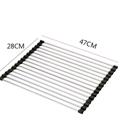 Stainless Steel Roll‑Up Sink Rack – Over‑Sink Drying Tray